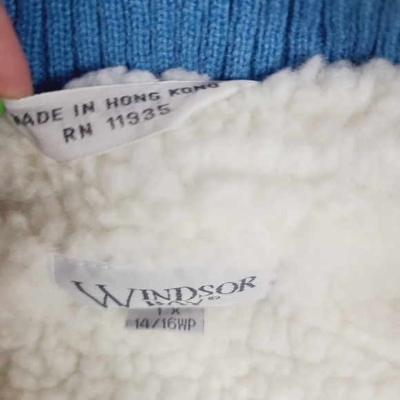 Vintage 80s Blue Sherpa Lined Winter Jacket Windsor Bay 1X Plus - Picture 12 of 15